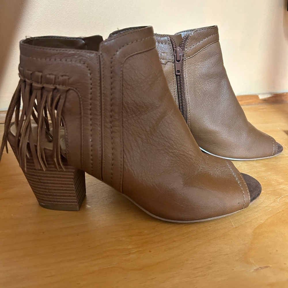 Brown Fringe Ankle Boots